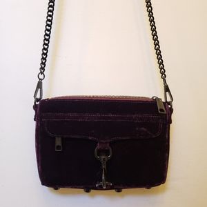 Rebecca Minkoff Burgundy Velvet Mini Mac Crossbody Bag
